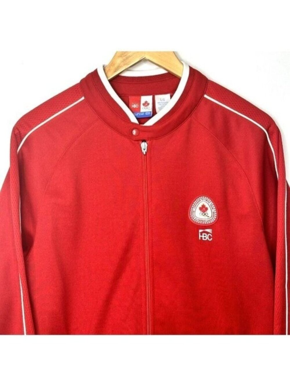 Vintage HBC Canada 2006 Olympic Track Jacket Mens L Red Full Zip Y2K Torino - Picture 3 of 15